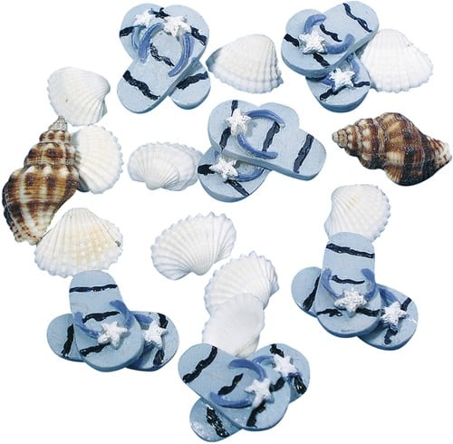 [A-011977] Strandslippers Polyresin Maritiem 3 cm 6 stuks
