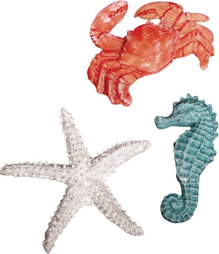 [A-012413] Zeedieren Polyresin Maritiem 4-6 cm 3 Soorten Zakje 3 stuks