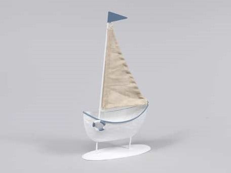 [A-013239] Zeilschip Metaal Staand Maritiem 11,5x22,5 cm