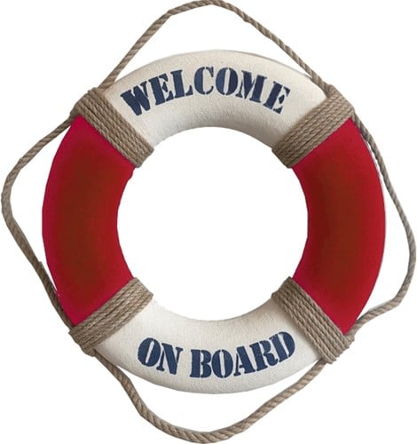 [A-024484] Reddingsboei Welcome on board Rood/Wit 50cm 