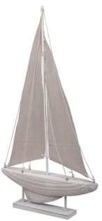 [A-025332] Zeilboot Groot Wit/Zand Maritiem 31x56 cm