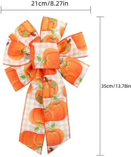 [A-024890] Halloweenlint Strik voor deur of krans pompoen deurstrik