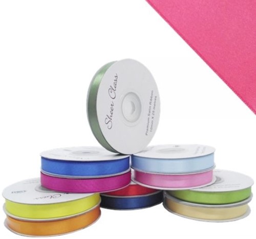 [A-025588] Satijnlint Dubbelsatijn Antennelint Roze 10 mm rol 25 meter