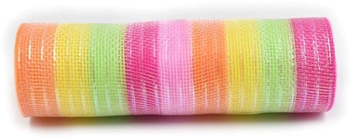 [A-027394] Decomesh Metallic Pastel Rainbow 26 cm rol 9 meter voor kransen en inpakken