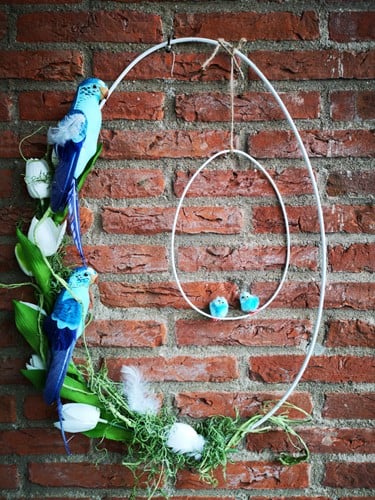 [A-024004] Metalen Frame Ei ring White hangend excl. decoratie 40x58 cm