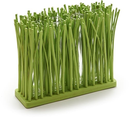 [A-027473] Takkenframe Grass Matcha Groen met 4 vaasjes 23.5x7.5x20 cm