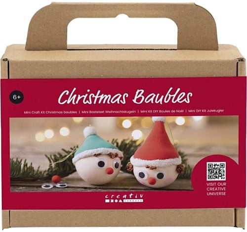 [A-024956] DIYkit Pakket Hobbyset Mini Hobbyset Kerstbal met 2 kabouterhoofdjes