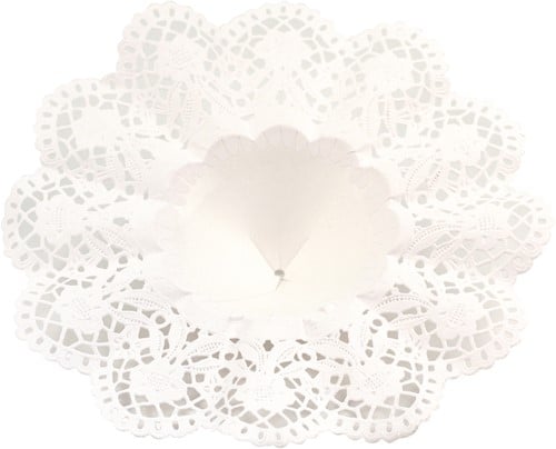 [A-011138] Biedermeier manchetten Papier Wit pak 25 stuks Big Pack 10/23 cm