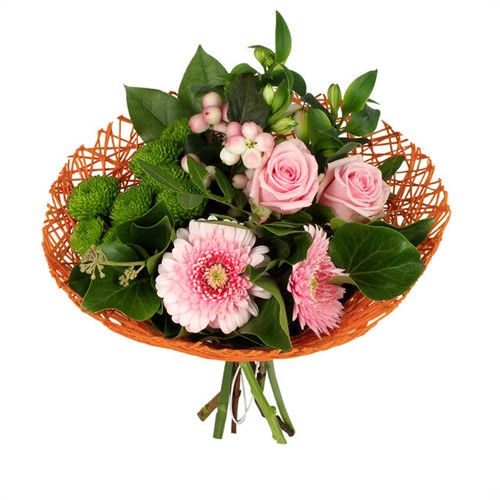 [A-027343] Boekethouder Twist Papier Oranje excl. decoratie 20 cm