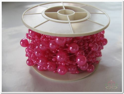 [A-009303] Parelketting Parelguirlande Roze Fuchsia 3+8 mm rol 10 meter