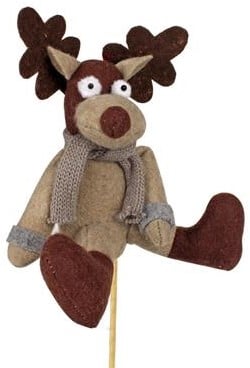 [A-016404] Bijsteker Rendier pluche 15x12 cm +12 cm stok per stuk