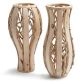 [A-022746] Wooden vase wide 22x22x44 cm