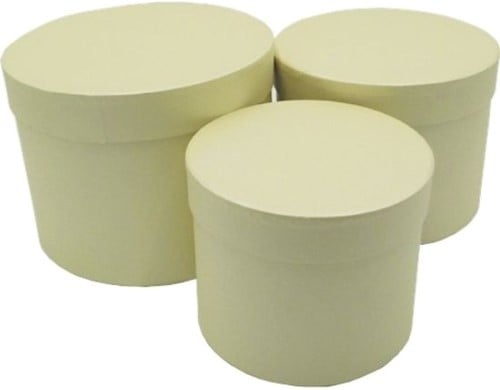 [A-025768] Bloemendoos Set van 3 rond Ivory flowerbox cadeau doos