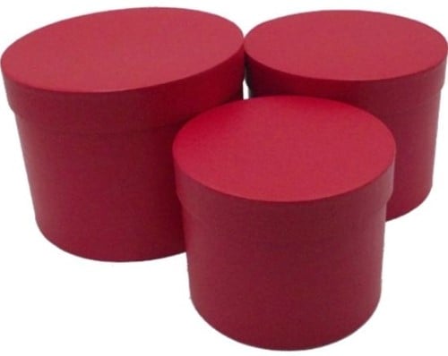 [A-025771] Bloemendoos Set van 3 luxe rond Rood flowerbox cadeau doos