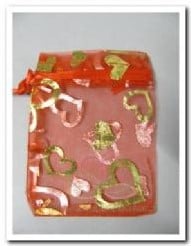 [A-004324] Cadeauzakje giftbag Organza Hart Rood 7x9 cm