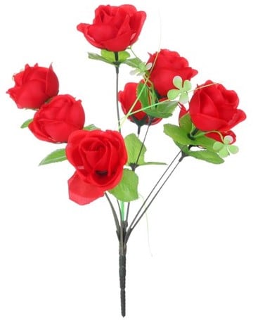 [A-012300] Zijden Roos Rood 8 stuks Bundel