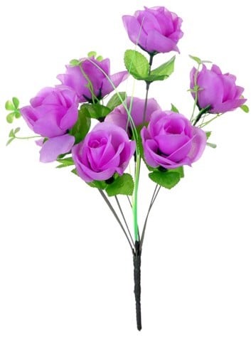 [A-012302] Zijden Roos Paars 8 stuks Bundel