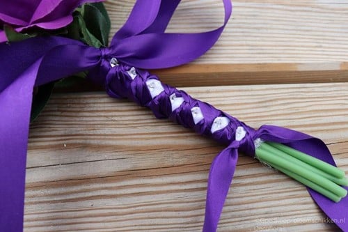 [A-016005] Bruidsboeket Maatwerk Armboeket Calla Wit en Paars José KANT EN klaar