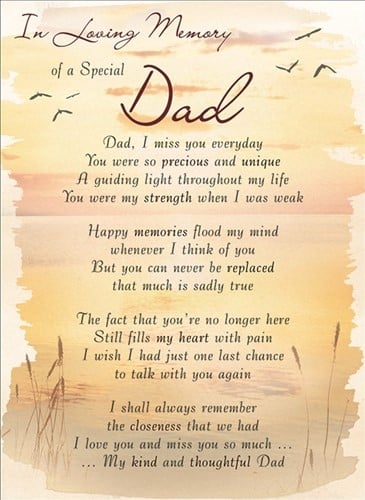 [A-023622] Rouwkaart herdenkingskaart ILM of a Special Dad 16.5 x 12 cm 