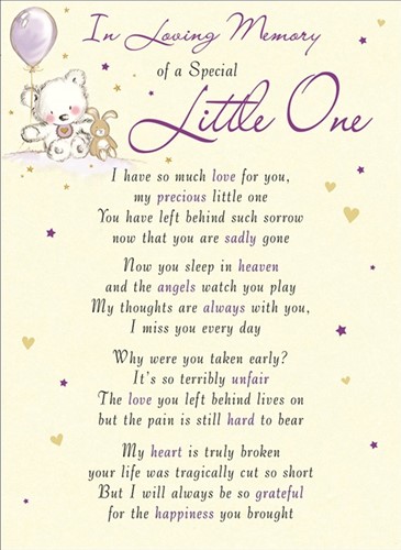 [A-023651] Rouwkaart herdenkingskaart ILM of a Special Little One 16.5 x 12 cm 