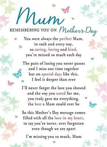 [A-023652] Rouwkaart herdenkingskaart On Mothers Day 16.5 x 12 cm 