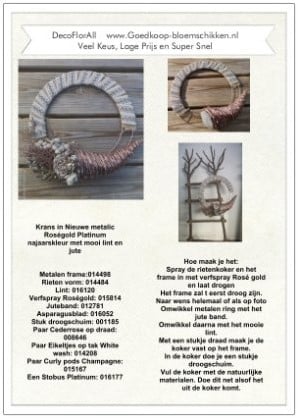 [A-016975] DIY Werkbeschrijving Krans met RoséGoud Platinum 