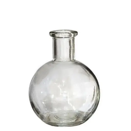 [A-011870] Glas Bolvaasjes Ø8 cm h.10 cm Platte Bodem per stuk 