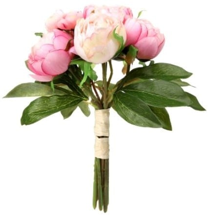 [A-025514] Handgebonden Pioen Boeket Grote Pioenen Pink Zijdenbloem 32 cm per stuk