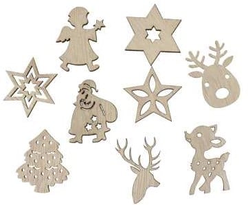[A-023239] Houten figuurtjes Kerst Winter 72 stuks