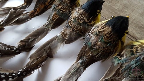 [A-011932] Vogeltje Natuurlijke kleuren handmade 11x5 cm 6 soorten doos 24 stuks