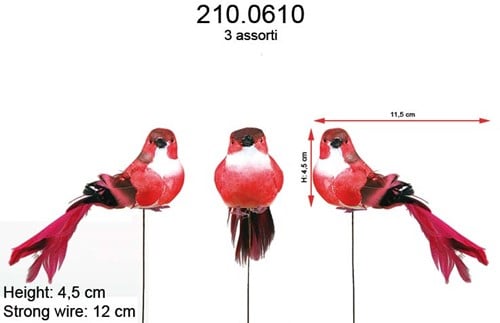 [A-013112] Vogeltje de luxe Ander Rood doos 12 stuks