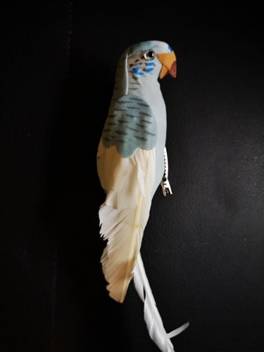 [A-024089] Papegaai op clip Wit 25 cm per stuk