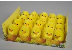 [A-025565] Chenille kuikentjes Geel 3,5 cm 21 stuks