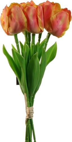 [A-027440] Tulpen Yellow Pink Zijden Merk: PURE 33 cm Bundel 5 stuks