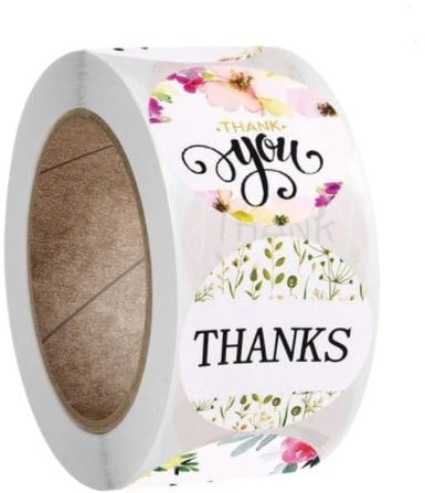 [A-022033] Sluitstickers Roze Thanks Thankyou etiket rol 500 labels
