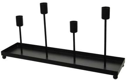 [A-027133] Metalen frame Kandelaar Candleholder Zwart 40x10x19,5 cm per stuk