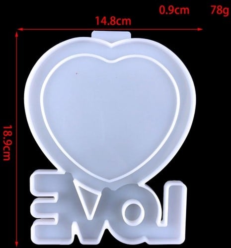 [A-024348] Siliconenmal Fotolijstje Hart Love Epoxy resin 16 cm per stuk