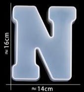 [A-024390] Siliconenmal Letter N voor Epoxy resin, zeep en kaarsen 16 cm per stuk