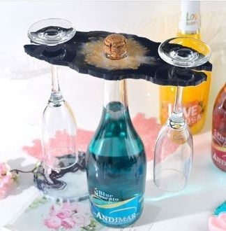 [A-024426] Siliconenmal Wijnrek voor fles en 2 glazen Epoxy resin 16 cm per stuk