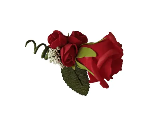 [A-027746] Corsage Roos Rood CEM261 +minifoam met blad Maatwerk 