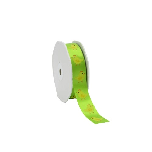 [A-027907] Satijn lint Kuikens'Chickens' - Lente groen 23 mm x 20 m rol