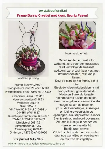 [A-027982] Frame Bunny Creatief met kleur fleurig Pasen! Stel zelf je pakket samen 