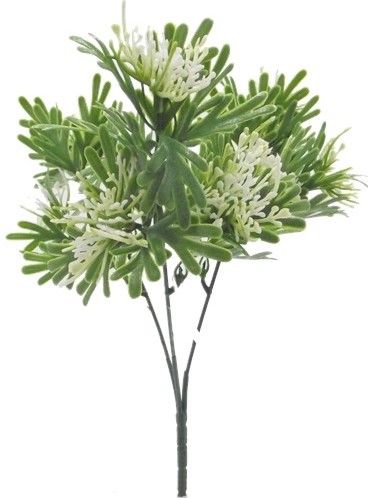 Vuller 29cm PLASTIC LEAF BUSH GREEN/WHITE corsage vuller of in klein potje