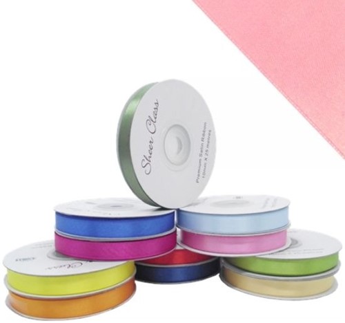 -Lint Antenne dubbelsatijn 10mm rol 25m Baby Pink Baby Roze Lint Antennelintje
