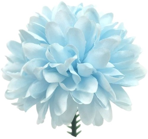 Chrysant Pick – Dia 7 cm – Premium Chrysanthemum Ball – Baby Blue – Bloemen op Steker voor Corsage / stuk bloemen op steker voor oa corsage