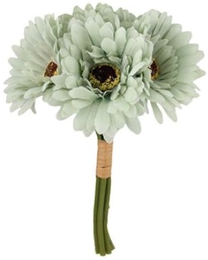 Zijde Gerbera Bundel - 6 Stuks - Sage Groen (Salie) - Voor Bloemstuk, Boeket, Bruidsmeisjesboeketje of Corsage  voor bloemstuk, boeket, bruidsmeisjesboeketje of corsage