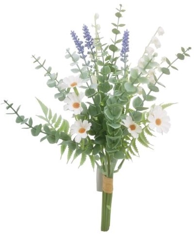 Eucalyptus, Lavendel, Margriet boeketje 37cm. ideaal voor bruiloftversiering/ corsagevuller