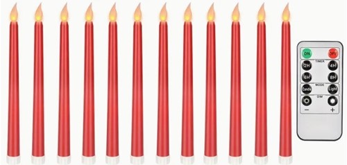 LEDkaarsen 12 st met afstandsbediening Rood Warmwit met timer voor bloemschikken en decoratie
