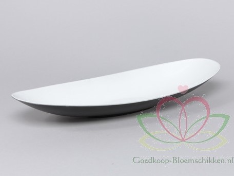 Bootschaal Boot plat Vlot 40x16cm. Wit bloemschikken en decoratie