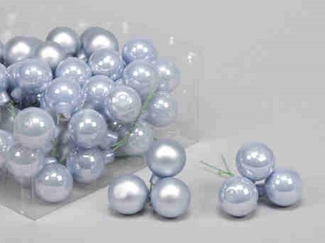 Kerstballen 3 cm. op draad Artic Blue glans mat combi doos 72 doos kerstballen